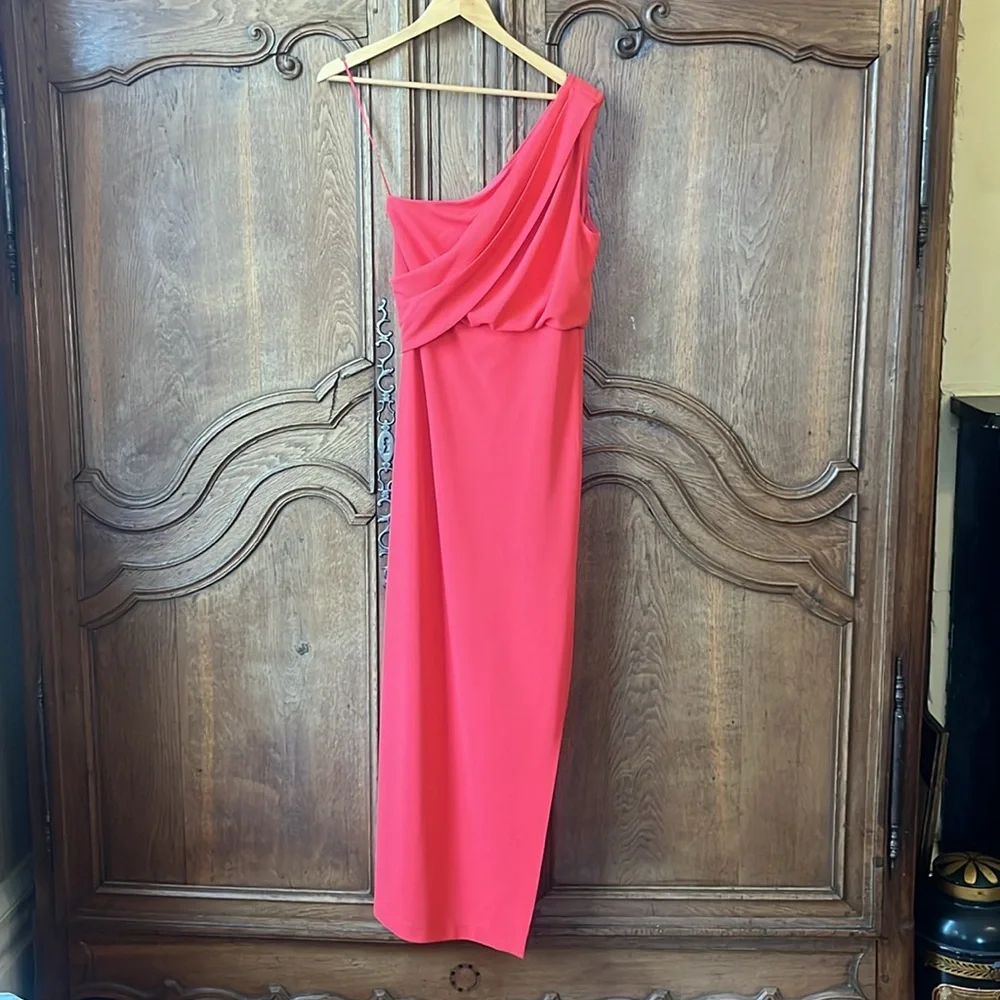 Belle Badgley Mischka Raya One Shoulder Draped Side Slit Maxi Dress - Picture 6 of 16